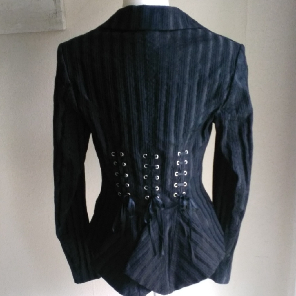 Just Cavalli Black Pinstripe Lace-Up Waist Blazer Absolutely Stunning!!!!